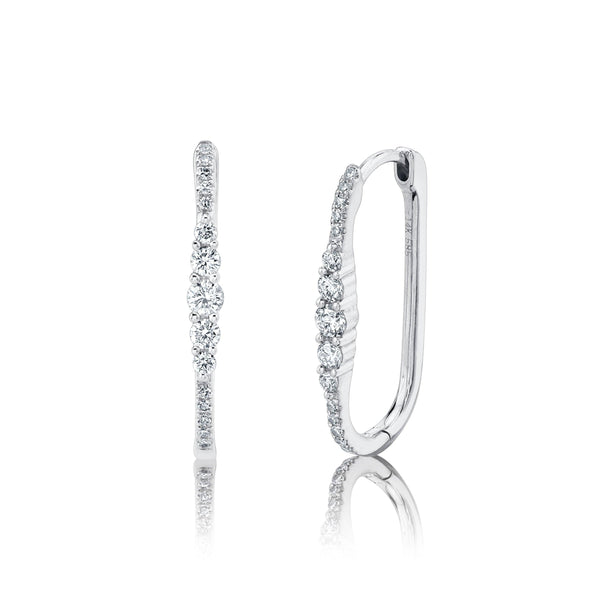 Diamond Oblong Hoop Earring - Gunderson's Jewelers