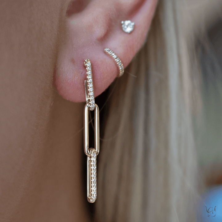 Diamond Paper Clip Link Earrings - Gunderson's Jewelers