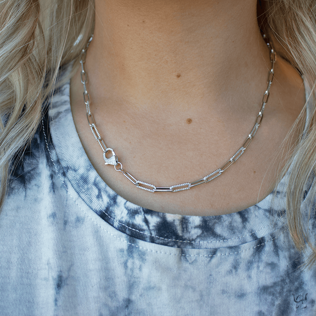 Diamond Paper Clip Link Necklace - Gunderson's Jewelers