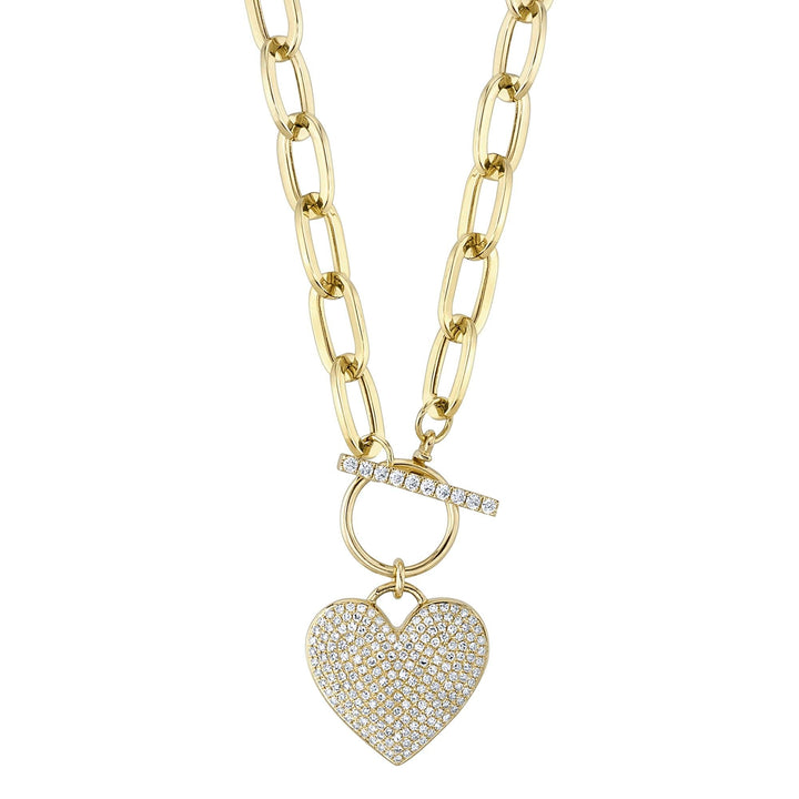 Diamond Paper Clip Pave Heart Necklace - Gunderson's Jewelers