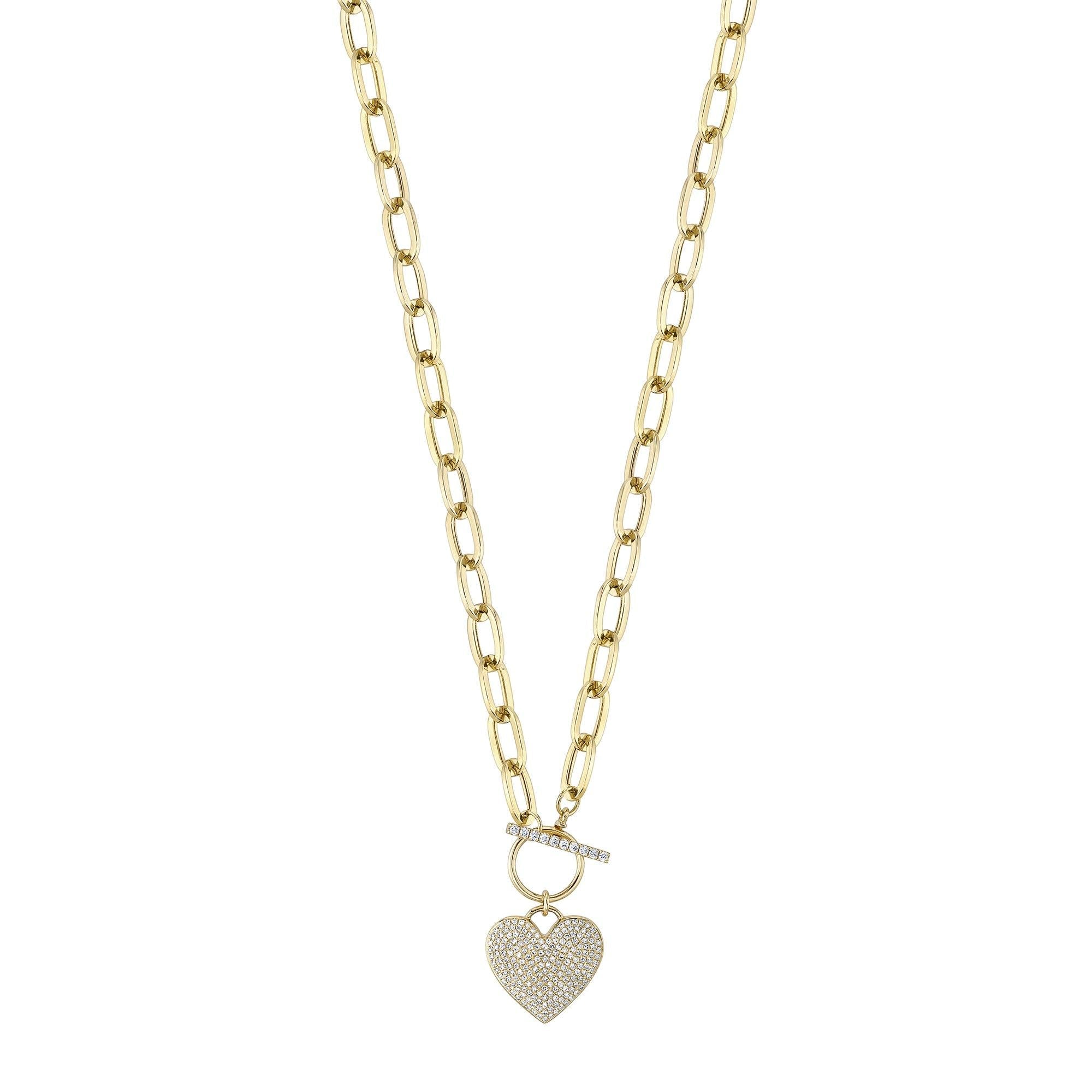Diamond Paper Clip Pave Heart Necklace - Gunderson's Jewelers