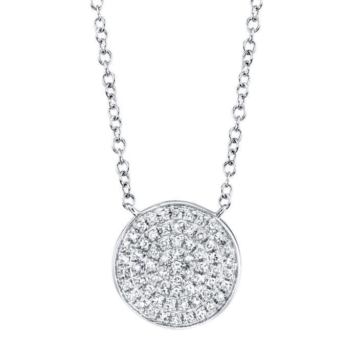 Diamond Pave Disc Circle Pendant Necklace - Gunderson's Jewelers