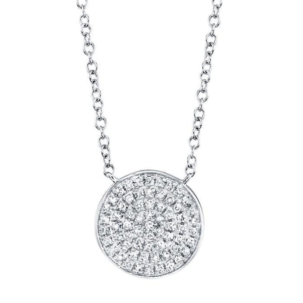 Diamond Pave Disc Circle Pendant Necklace - Gunderson's Jewelers