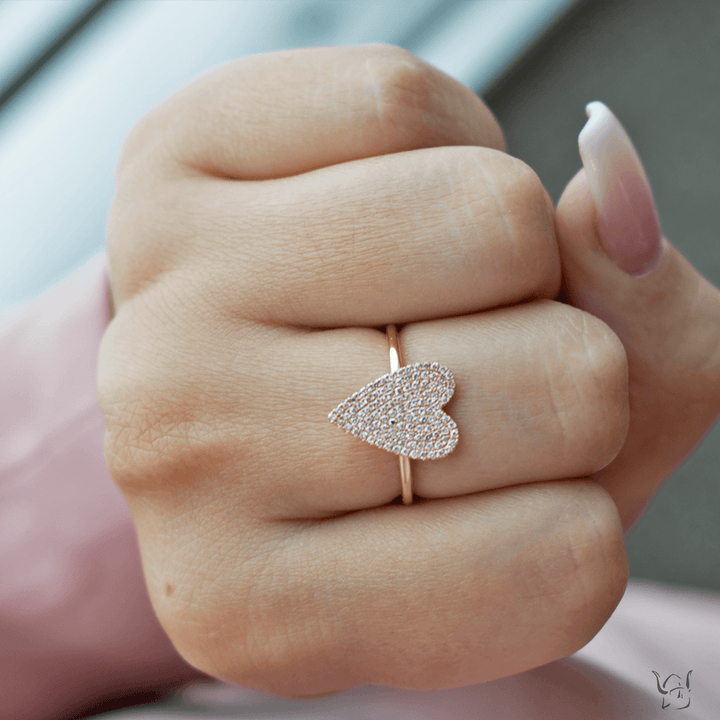 Diamond Pave Heart Ring - Gunderson's Jewelers