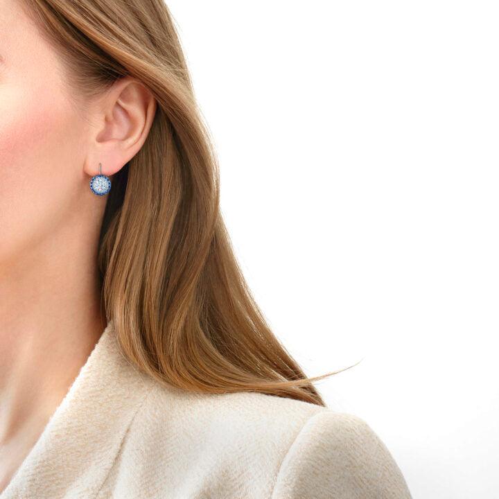 Drop Earrings with Diamonds and Sapphires - Gunderson's Jewelers