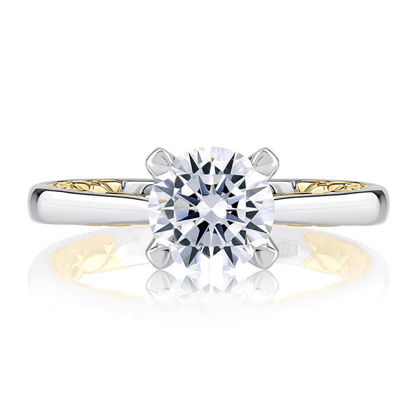 Elegant Two Tone Round Cut Diamond Engagement Ring - Gunderson's Jewelers
