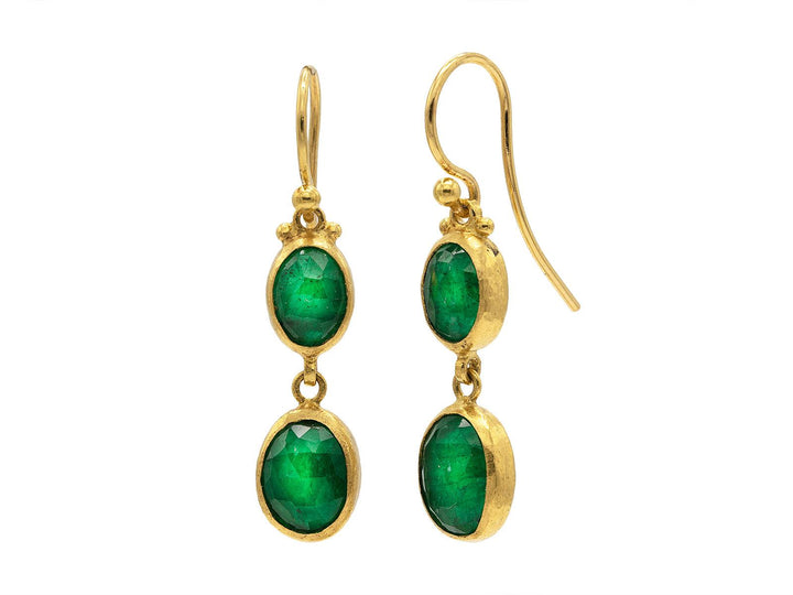 Emerald Double Drop Earrings - Gunderson's Jewelers