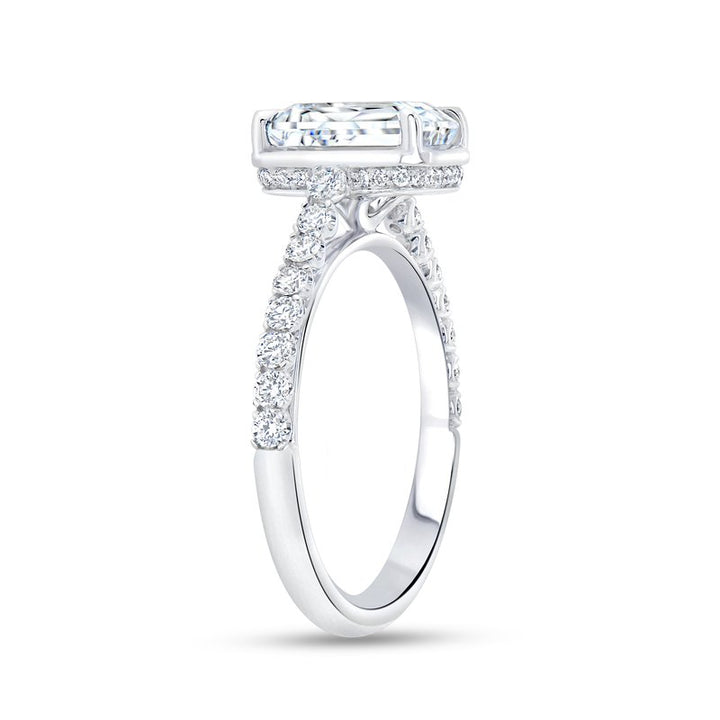 0.43ctw Emerald Halo Engagement Ring
