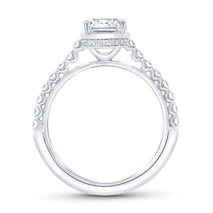 0.43ctw Emerald Halo Engagement Ring