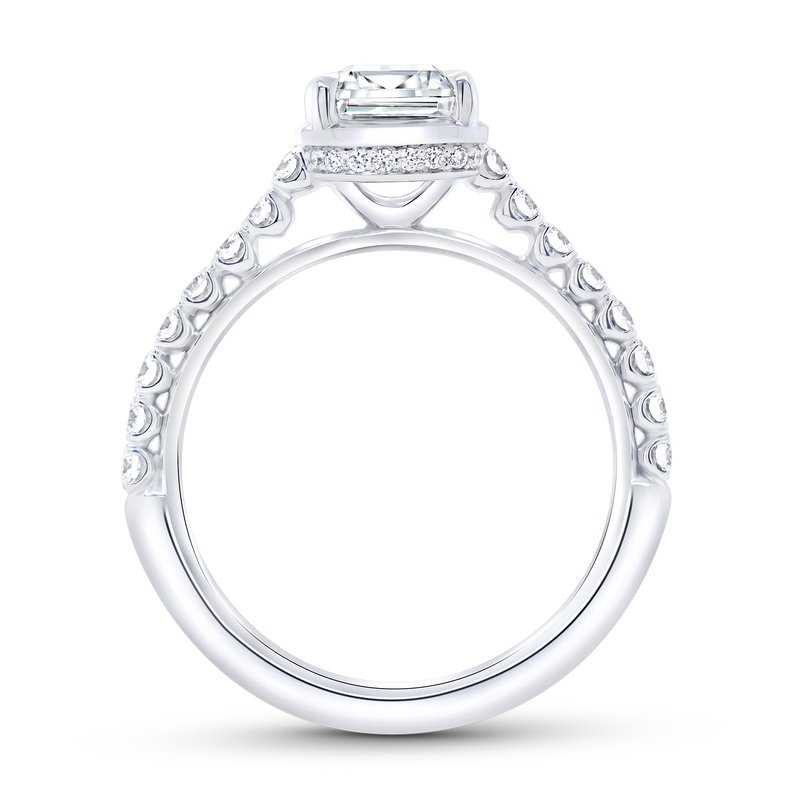 0.43ctw Emerald Halo Engagement Ring