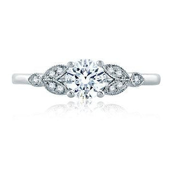 Floral Milgrain Accent Round Center Solitaire Engagement Ring - Gunderson's Jewelers