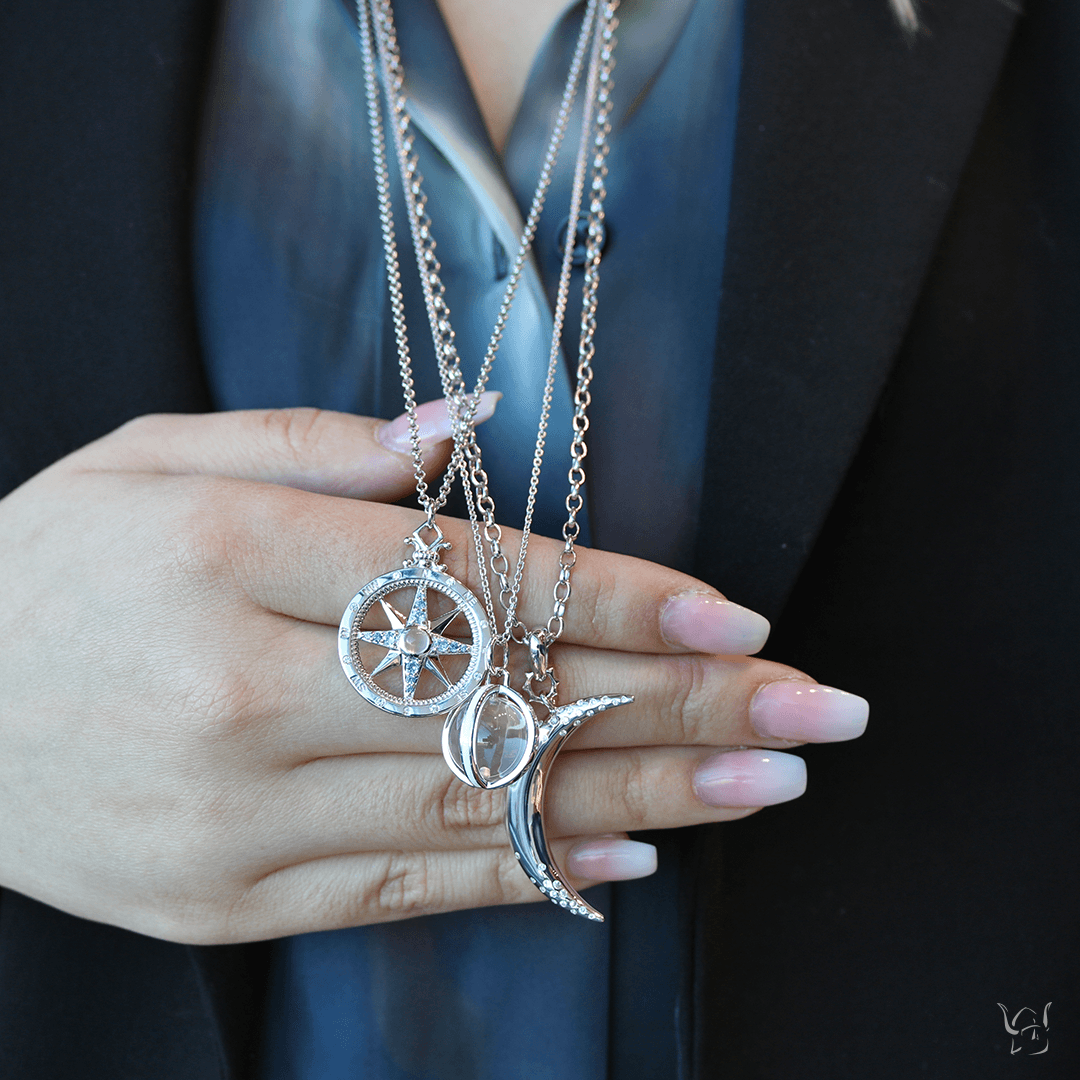 Global Compass Charm with Sapphires - Gunderson's Jewelers