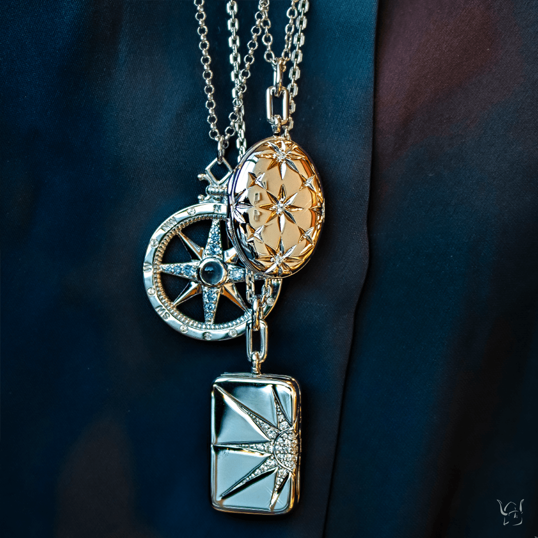 Global Compass Charm with Sapphires - Gunderson's Jewelers