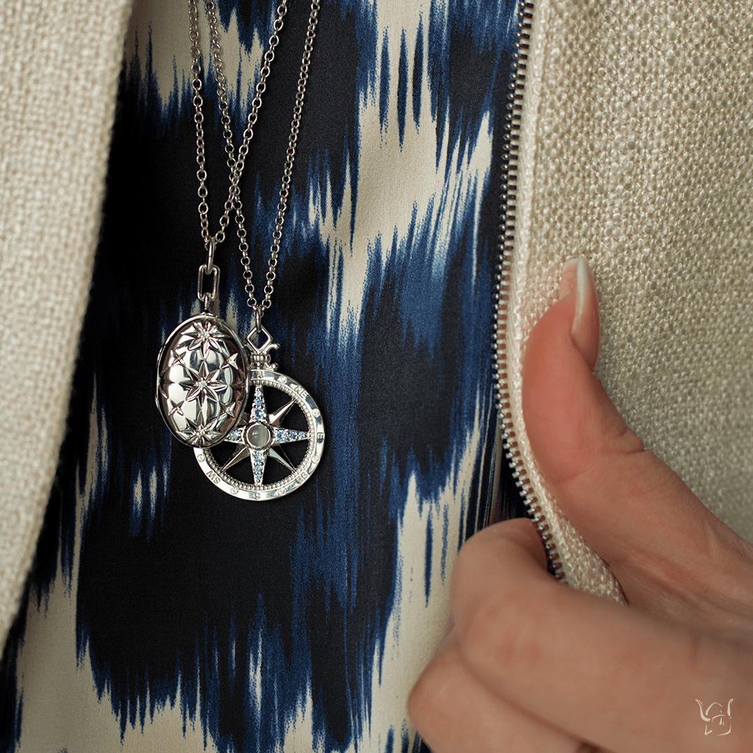 Global Compass Charm with Sapphires - Gunderson's Jewelers