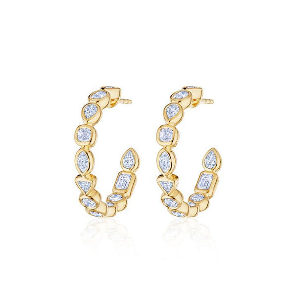 Hoop Earrings with Mixed Shape Diamonds - Gunderson's Jewelers