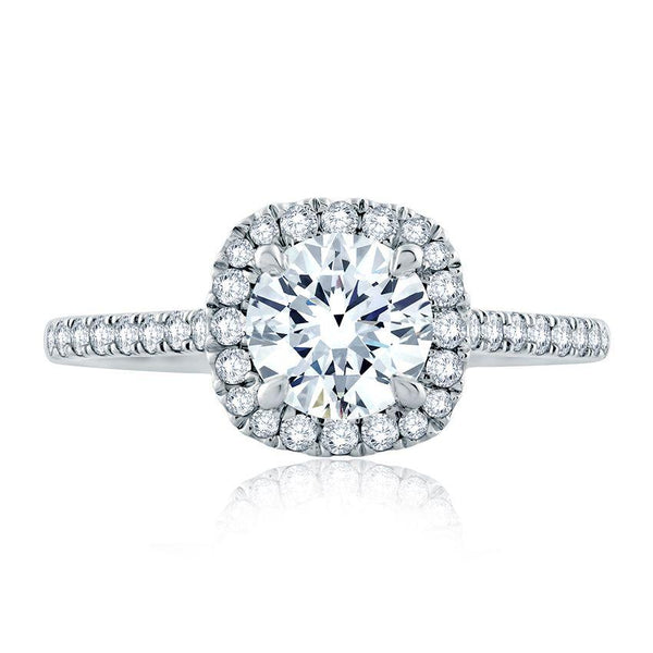 Intricate Milgrain Accent Gallery Detail Round Center with Cushion Shaped Halo Engagement Ring - Gunderson's Jewelers