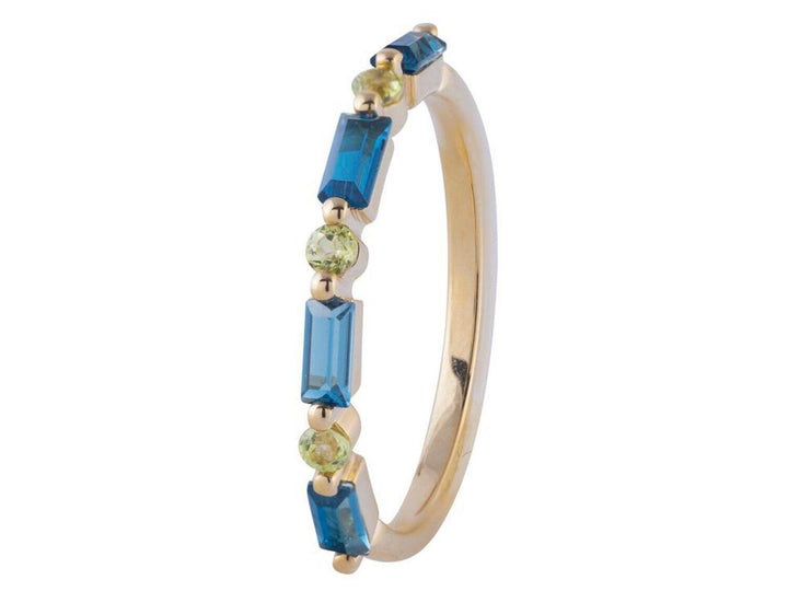 London Blue Topaz Baguette and Peridot Ring - Gunderson's Jewelers