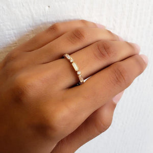 Lucy Baguette and Round Diamond Band - Gunderson's Jewelers