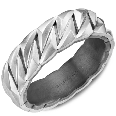 14K White Gold and Tantalum Carved Band