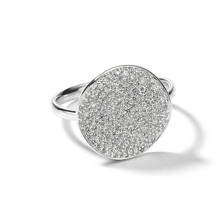 Medium Flower Disc Ring in Sterling Silver with Diamonds - Gunderson's Jewelers
