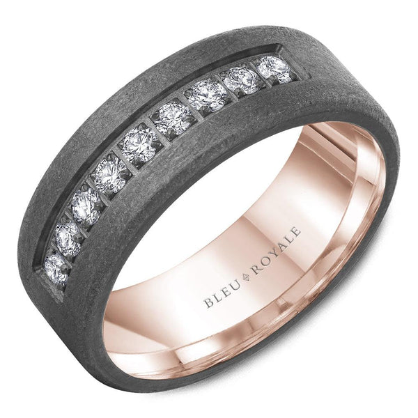 0.45ctw Diamond Brushed Tantalum With 14K Rose Gold