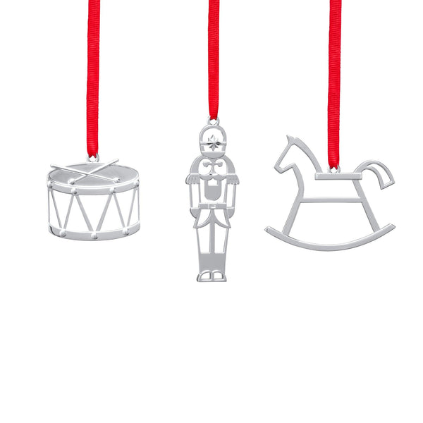 Mini Ornament Set - Rocking Horse, Drum, Nutcraker, Set of 3 - Gunderson's Jewelers