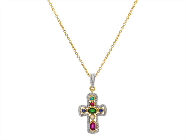 Mixed-Stone Cross Pendant Necklace - Gunderson's Jewelers