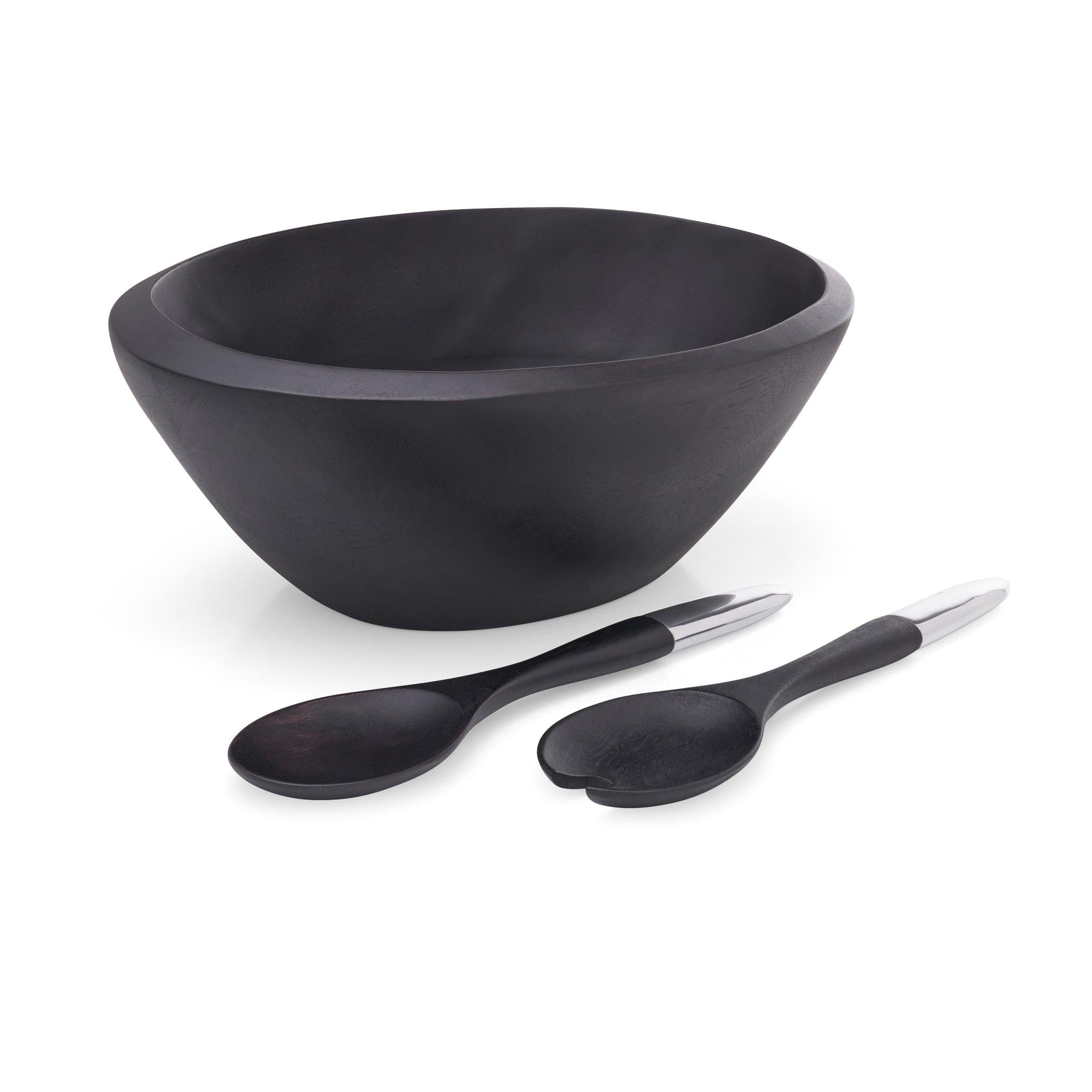 Noir Salad Bowl w/ Servers - Gunderson's Jewelers