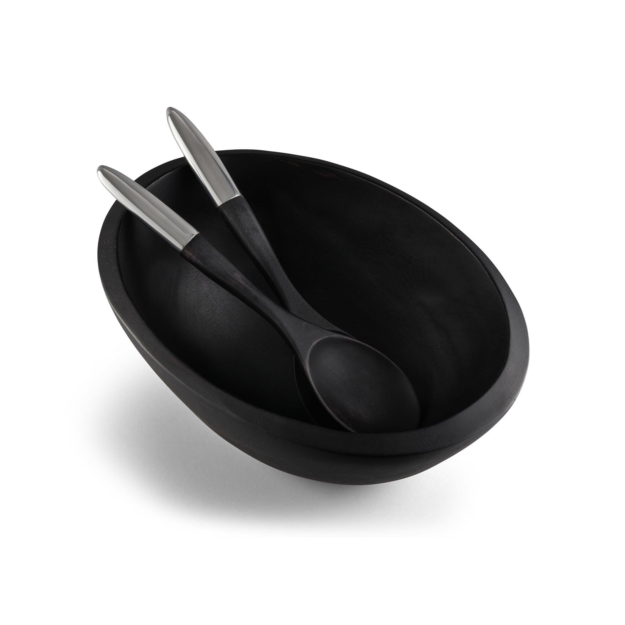 Noir Salad Bowl w/ Servers - Gunderson's Jewelers