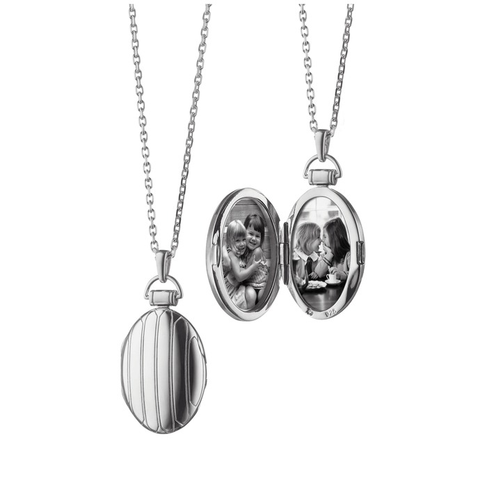 Oval Pinstripe Locket Necklace - Gunderson's Jewelers