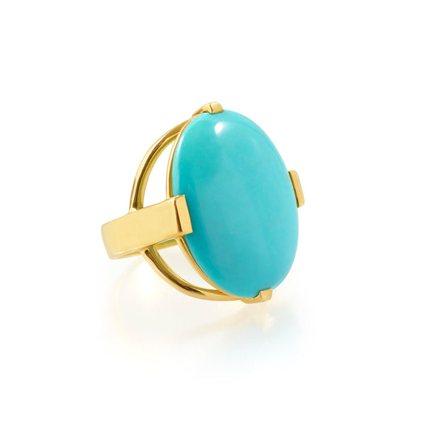 Oval Turquoise Ring in 18K Gold - Gunderson's Jewelers