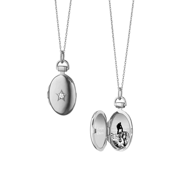 Petite Oval "Sapphire Star" Locket Necklace - Gunderson's Jewelers