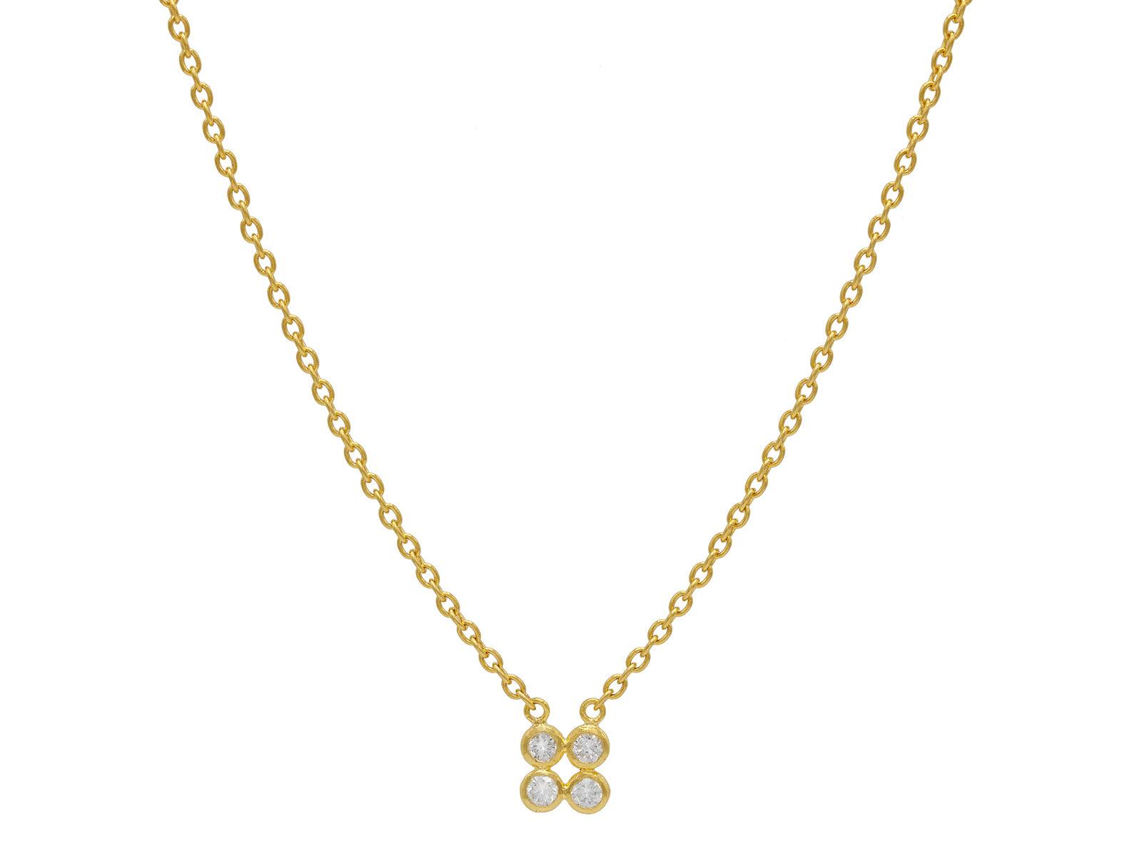Pointelle Gold Cluster Necklace with Diamonds - Gunderson's Jewelers
