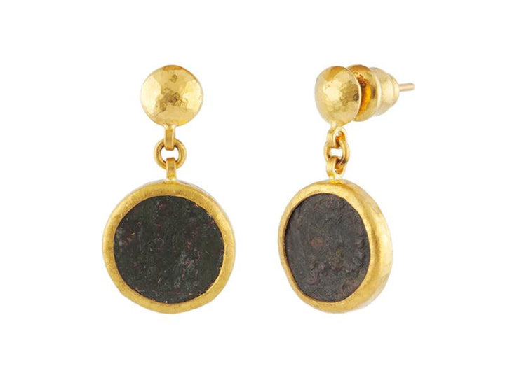 Roman Coin Gold Single Drop Earrings - Gunderson's Jewelers