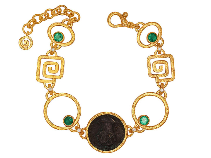 Roman Imperial Coin & Emerald Bracelet - Gunderson's Jewelers