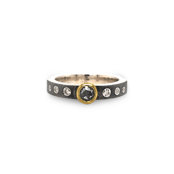 Rose Ring with Salt & Pepper Diamond - Gunderson's Jewelers