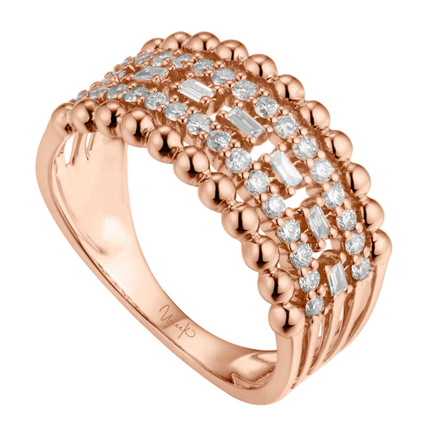 Round & Baguette Diamond Fashion Ring, Rose Gold - Gunderson's Jewelers