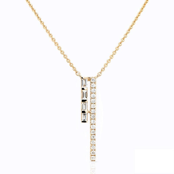 Round & Baguette Diamond  Necklace, Yellow Gold - Gunderson's Jewelers