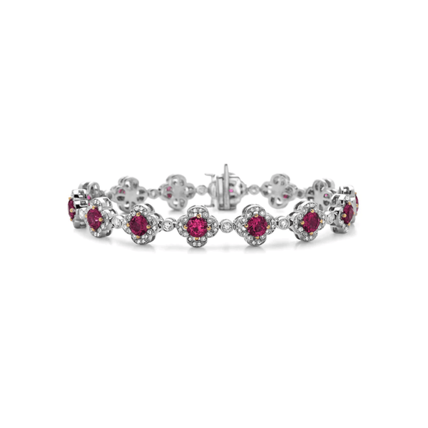 Rubellite Pastel Diamond Flower Bracelet - Gunderson's Jewelers