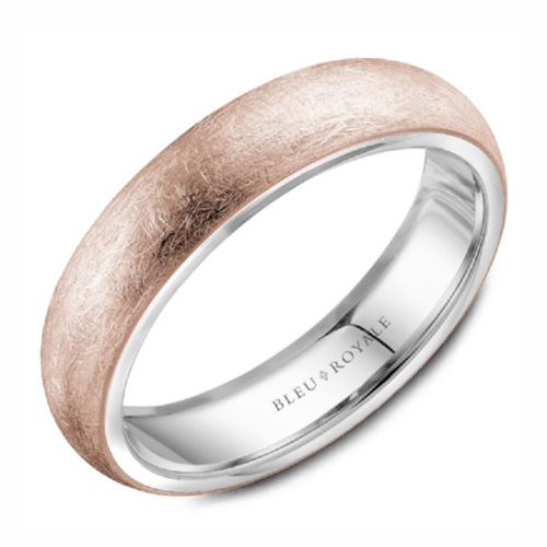 14K Rose Gold Brushed With White Gold Edge