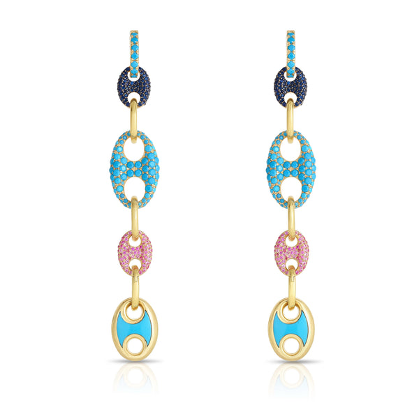 Sapphire Turquoise 14K Gold Gucci Link Earrings - Gunderson's Jewelers