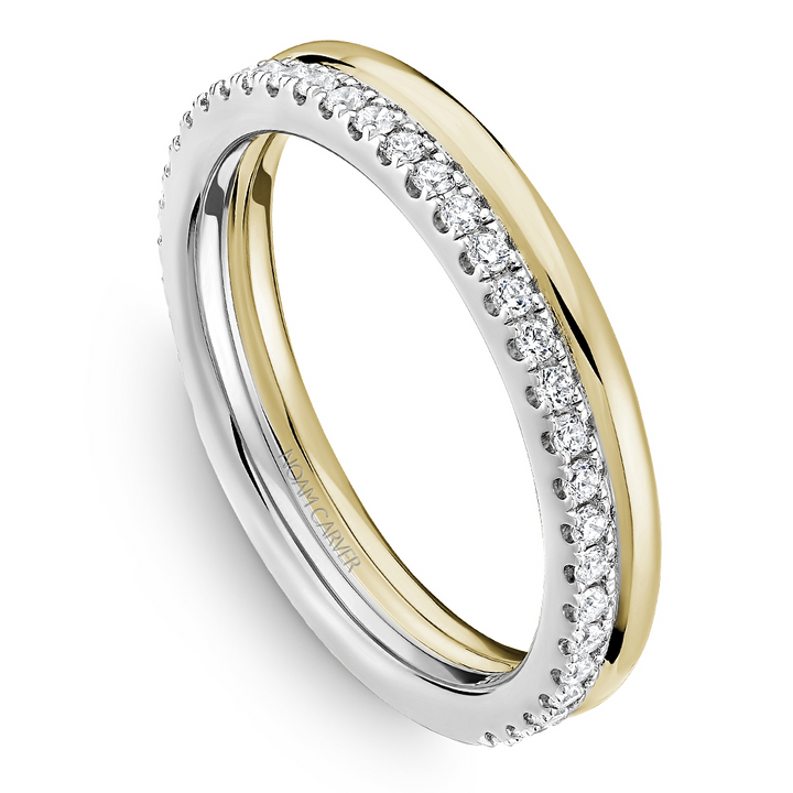 14K white and yellow gold, 0.238 diamond wedding/stackable band