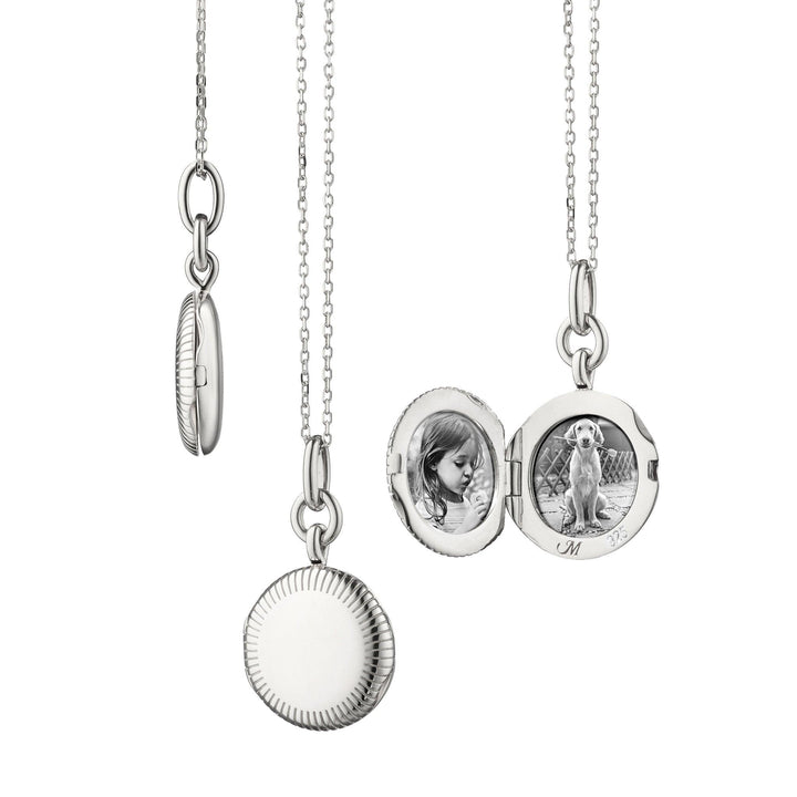 Slim "Nan" Locket Necklace with Engraved Accents - Gunderson's Jewelers