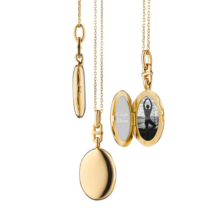 Slim Oval "Eve" Gold Locket Necklace - Gunderson's Jewelers