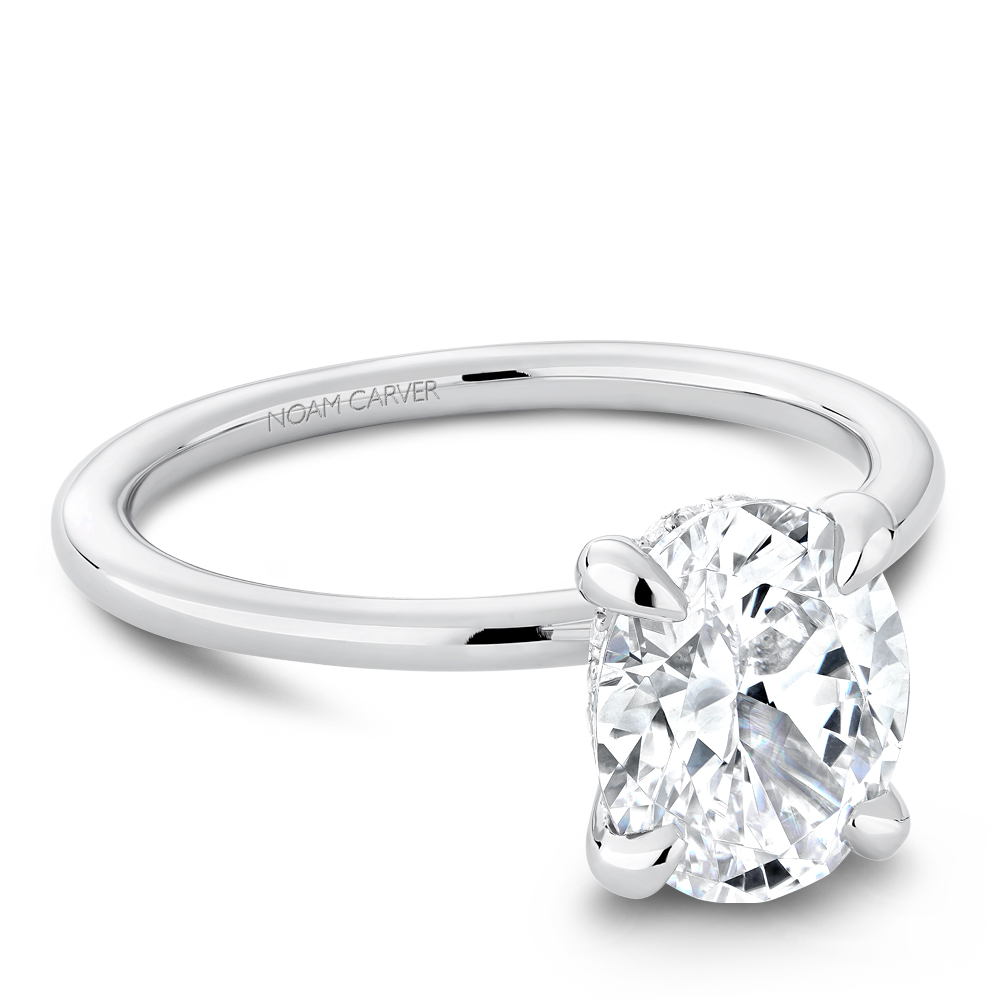 0.04ctw Hidden Halo Oval Engagement Ring