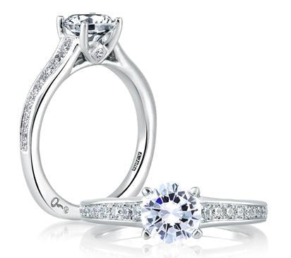 Solitaire with Pavé and Bezel Set Profile Diamond Engagement Ring ...