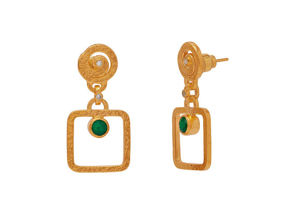 Square Drop Earrings with Emeralds - Gunderson's Jewelers