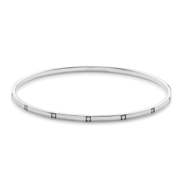 Thin Bangle in Sterling Silver with Diamonds - Gunderson's Jewelers