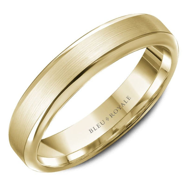 14K Yellow Gold Brushed Center With Polished Edges