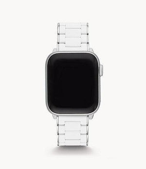 White and Stainless Silicone-Wrapped Bracelet Band for Apple Watch® - Gunderson's Jewelers